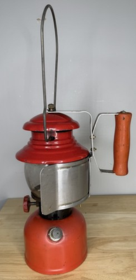 #ad Vintage 1953 Coleman Model 200A Red Gas Single Mantle Camping Lantern $150.00