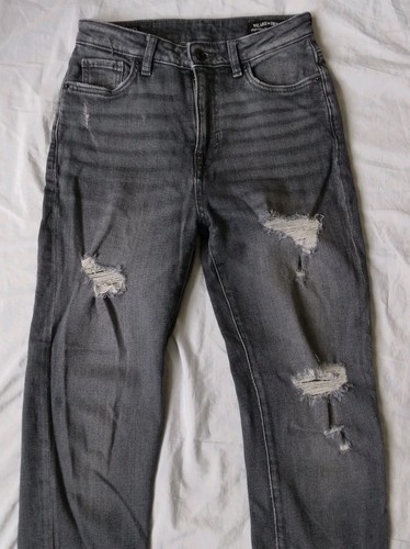 Buffalo David High-Rise Straight Jayden Black Gray Distressed Women's Jeans 26 - Picture 2 of 9