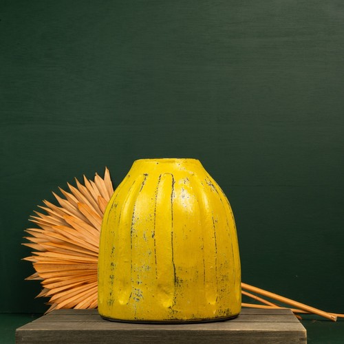Sunlit Grove Handmade Terracotta Vase – Rustic Yellow Home Décor from Bali - Picture 1 of 4