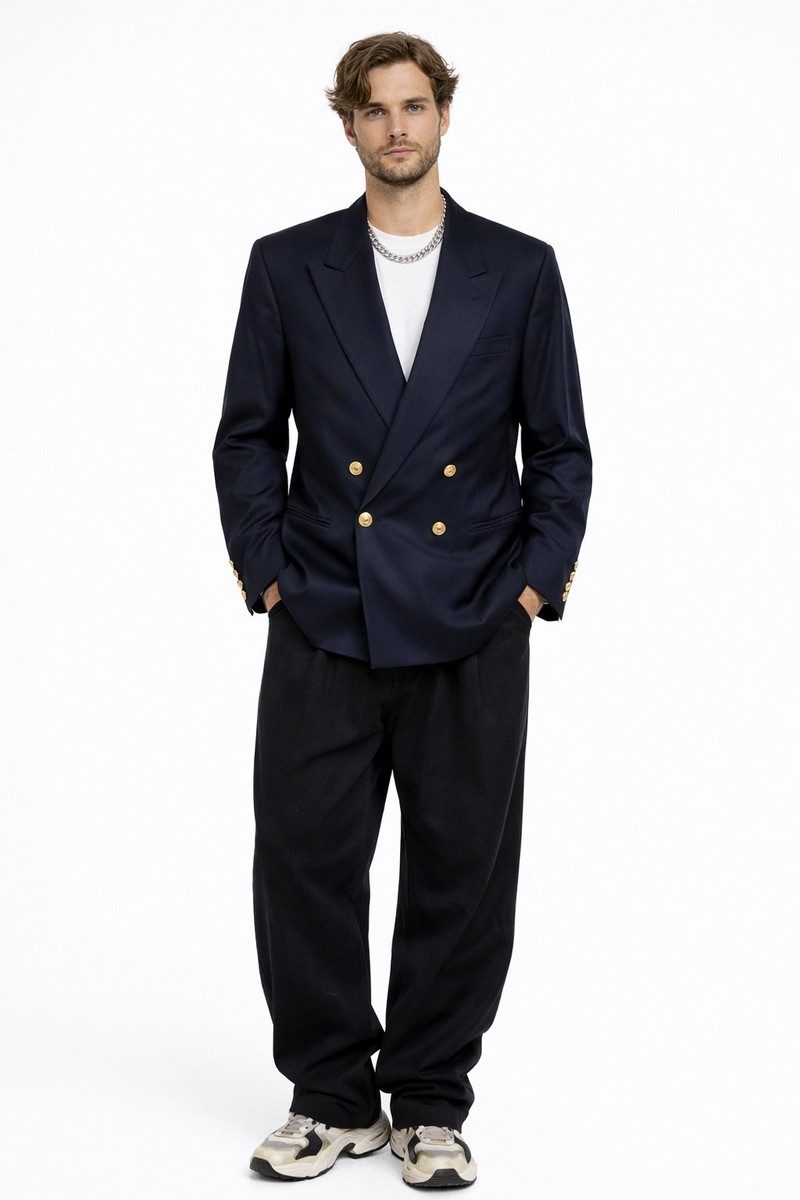 Christian Dior Le Connaisseur Navy Double Breasted Blazer Coat