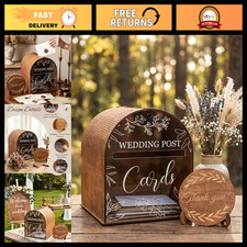 Rustic Wooden Wedding Card Box with Acrylic Window - Large Gift Mailbox for Card