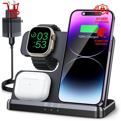 Kabellose 3-in-1 Ladestation für iPhone, Apple Watch & AirPods Pro