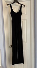 Black Sleeveless Jumpsuit Women  s Medium Scoop Neck Open Back Wide Leg