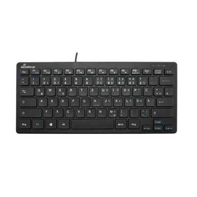 MEDIARANGE Wired compact keyboard with 78 ultra-flat keys, QWERTZ, black, MROS11