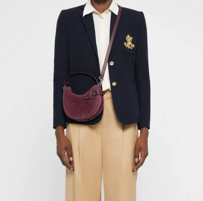 Lauren Ralph Lauren Mini Suede Tasha Crossbody Bag Dark Garnet Red