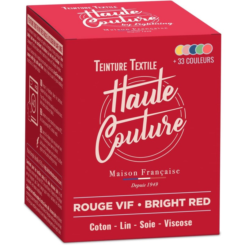 Teinture tissus rouge vif pour personnaliser la décoration de votre maison sachet 350g