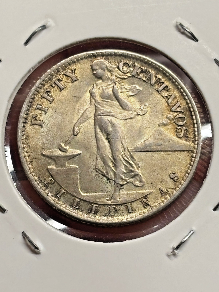 (稀少な状態) フィリピン コモンウェルス　50センタボ銀貨　1945 S 1945-S United States PHILIPPINES 50 Centavos SILVER Coin HIGH