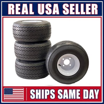4-Pack 8'' 18X8.50-8 White Golf Cart Wheels Tires Fit Club Car Yamaha EZGO E-Z-GO