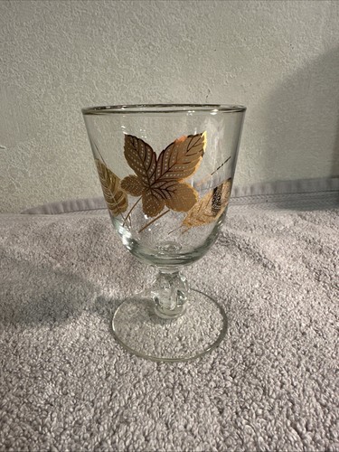 7 Vintage Libbey Wine Water Goblets Gold Leaf Design USA - Picture 7 of 9
