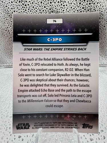 2024 Topps Chrome Star Wars Hyperspace Aqua Refractor #74 C-3PO - 46/199 - Picture 2 of 2