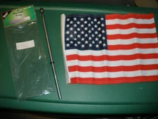 Pro Pad Stainless Steel Motorcycle Flag Pole 13in & American Flag (SU163)