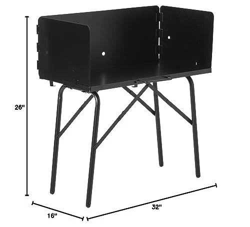Складной уличный кухонный стол 16x32 дюйма сталь с ветровым стеклом и регулировкой... - Изображение 3 из 4