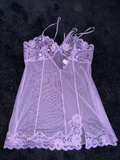 Victoria Secret Size Large Babydoll Teddy Midnight Purple Lingerie