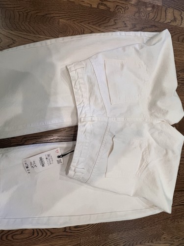Zara Womens Mid Waist White Barrel Jeans ZW Collection Size 4 NWT 5 Pocket Pants - Picture 4 of 4