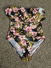 NWT KONA SOL Strapless Double Flounce High Coverage One Piece Swimsuit Size L 