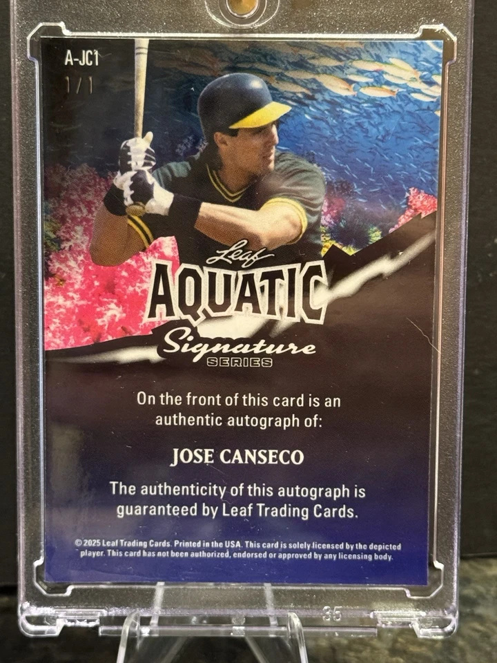 Serie Leaf Aquatic Signature 2025 José Canseco automático #A-Jc1 Oakland A's. 1/1 Foto 3 de 4