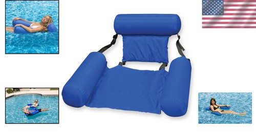 Blue Inflatable Swimming Pool Float Chair - Adjustable, Compact, and Comfortable - Picture 2 of 10