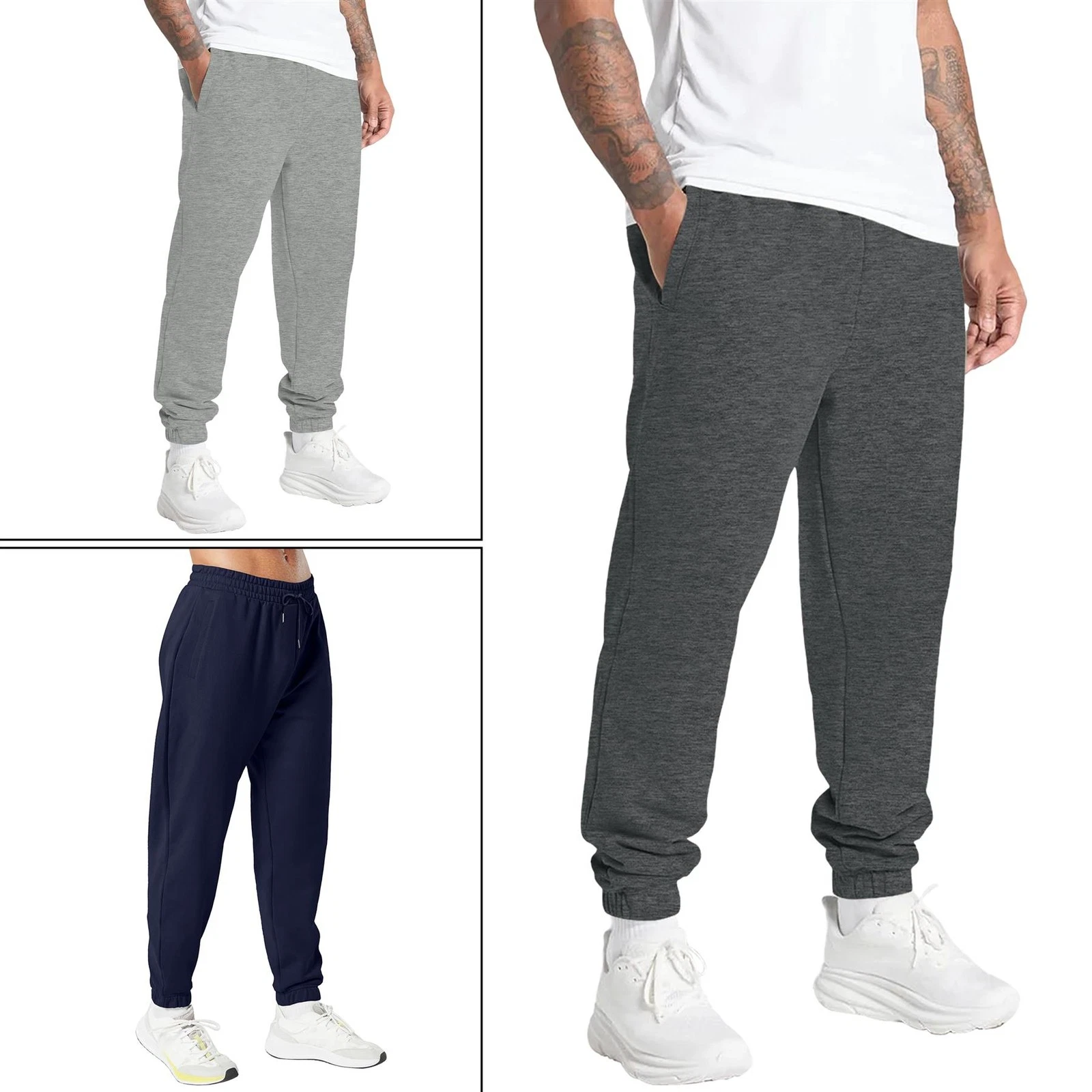 Pack of 2 Sports Mens Fleece Jogging Trousers Warm Close Hem With Slash Pockets