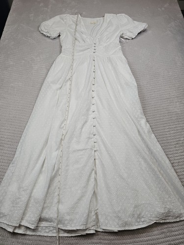 Anthropologie Dress Womens Size 8 The Katerina Button-Front White Cottagecore - Picture 4 of 10