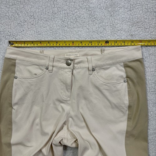 Eileen Fisher Slim Ankle Jean S Cream Tan Denim Organic Cotton Mid Rise Stretch - Picture 10 of 16
