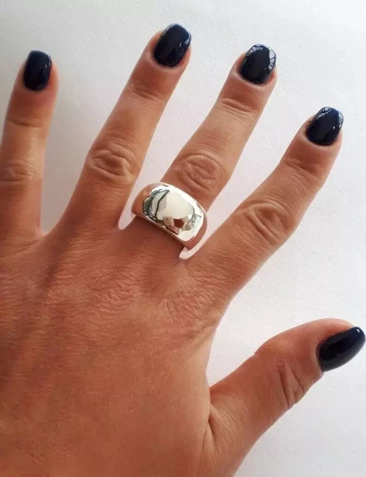Chunky Large Dome Ring 925 Sterling Silver Ring Thick Wide Band Statement Ring - Image 4 of 4