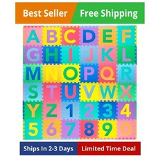 Kids Puzzle Alphabet, Numbers, 36 Tiles and Edges Play Mat, 12" by 12", Abc ...