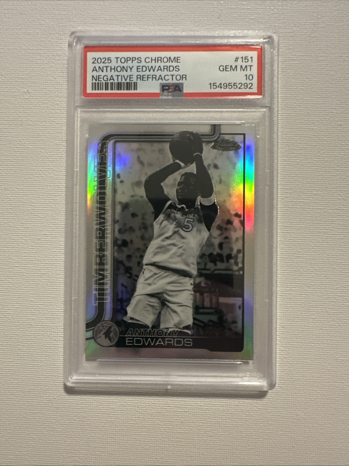 2025-26 Topps Chrome - Anthony Edwards #151 Negative Refractor- PSA 10 view 5