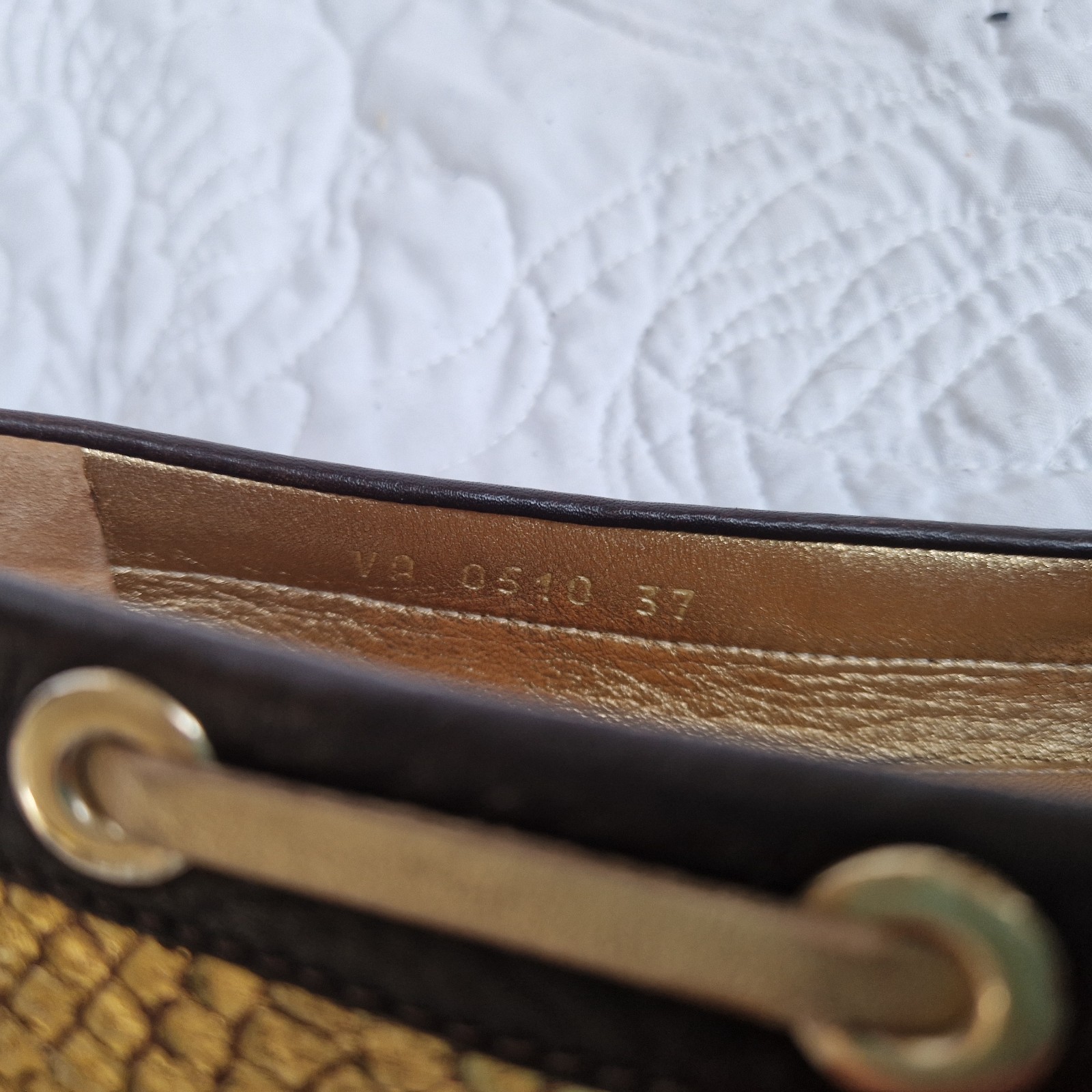 Dior Gold/Brown Python Embossed Leather CD Boat s… - image 8