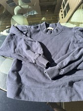 ann mashburn Blue Cropped Crew neck Sweater Sz Small Needs Work