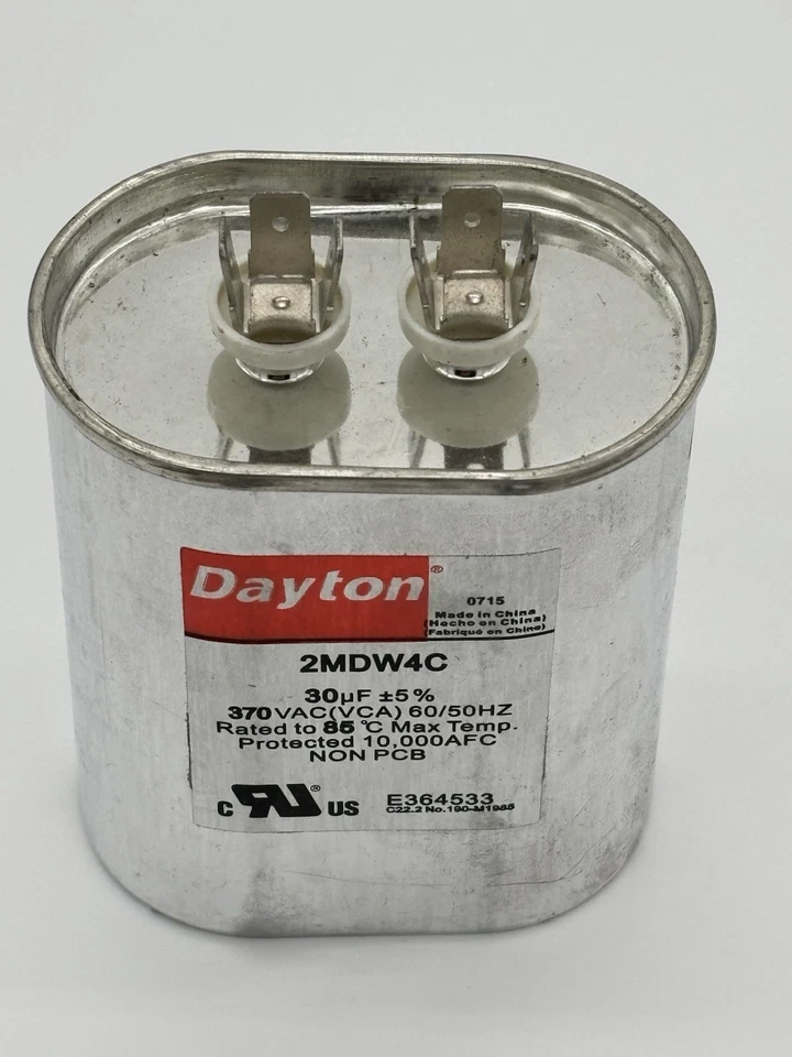 Dayton 2MDW4C 30µF - ±5% 370VAC OVAL | Motor Run Capacitor – HVAC Parts - Image 2 of 2