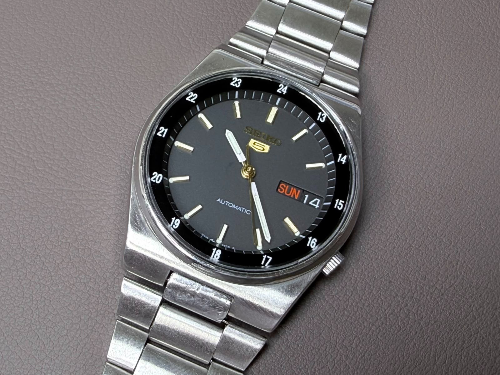 Vintage Seiko 5 Automatic 7009-3160 Grey Dial 36mm Men's Watch