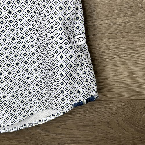 7Diamonds White Shirt Mens Large Blue Gray Diamond Print 4 Way Stretch Button Up - Picture 5 of 8