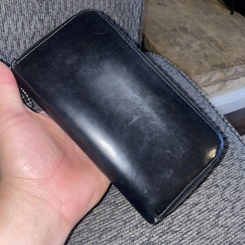 PRADA Vintage Long Wallet Made in Italy Leather 3 Side Zipper Black/Card Slots - Picture 2 of 6