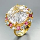 Handmade 24 ct+ Natural Quartz Ring 925 Sterling Silver Size 8 /R462653