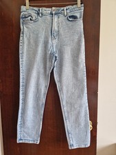 Stradivarius Women's Jeans Size 16 Light Blue Denim Mom Slim Spring Summer