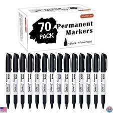 70 Pack Fine Point Permanent Markers for Plastic, Wood, Metal, Glass, Doodling