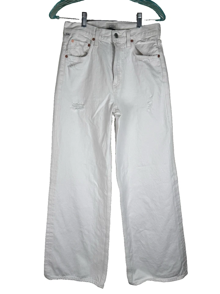 CITIZENS Of Humanity Paloma Baggy Wide Leg Jeans 26 White High Waisted Distressd - Image 2 of 4