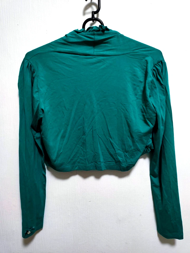 Damen Bolero Jacke Petrol Türkis Rüschen Gr. 38 und 48 Stretch Viscose - Bild 2 von 2