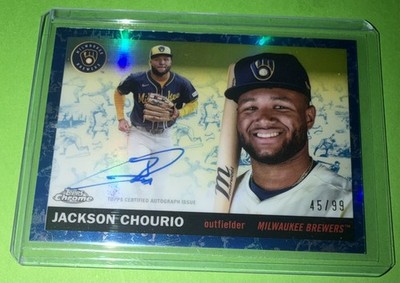 2025 Topps Chrome Platinum Jackson Chourio Blue Toile Auto /99 Brewers