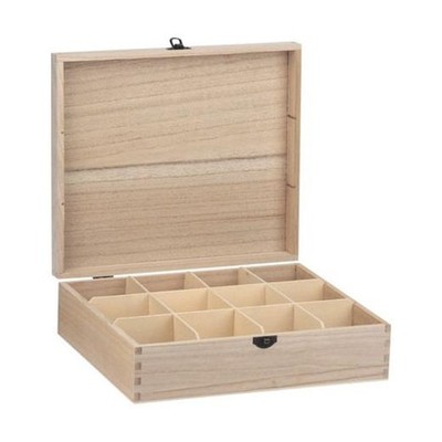 Rechteckige Box aus blankem Holz - 12 Fächer #8182