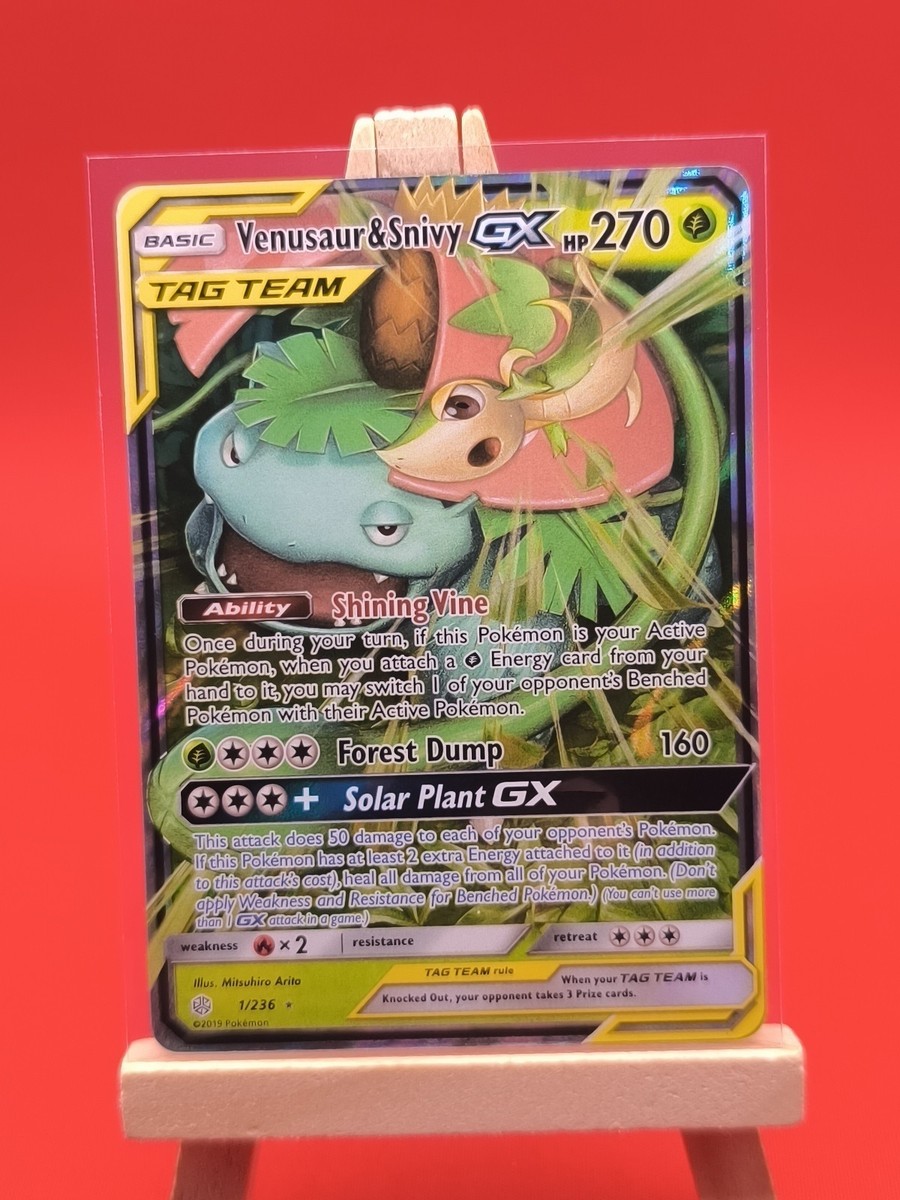 Venusaur & Snivy Tag Team GX 1/236 Cosmic Eclipse Ultra Rare