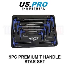 US PRO INDUSTRIAL 9pc Premium T-Handle Star/Torx keys, Screwdrivers Set 4560