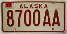 Alaska Nummernschild USA Kennzeichen 1976 1977 Oldtimer Schild US License Plate
