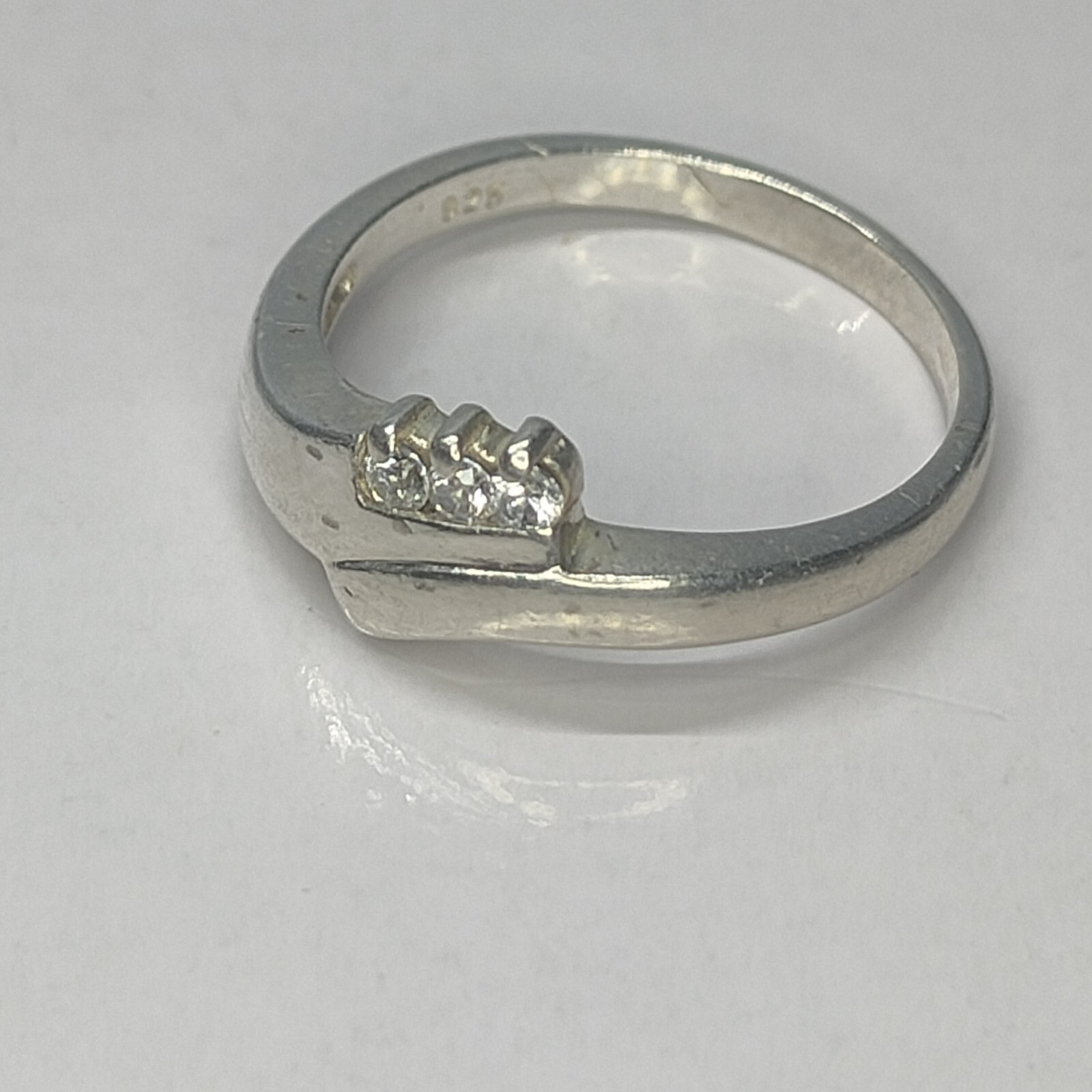 SOLID SILVER RING SUPERB DIAMONIQUE SPARKLING CUB… - image 2