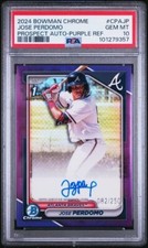 2024 Bowman Chrome Prospect Autographs Purple Jose Perdomo 82/250 PSA 10