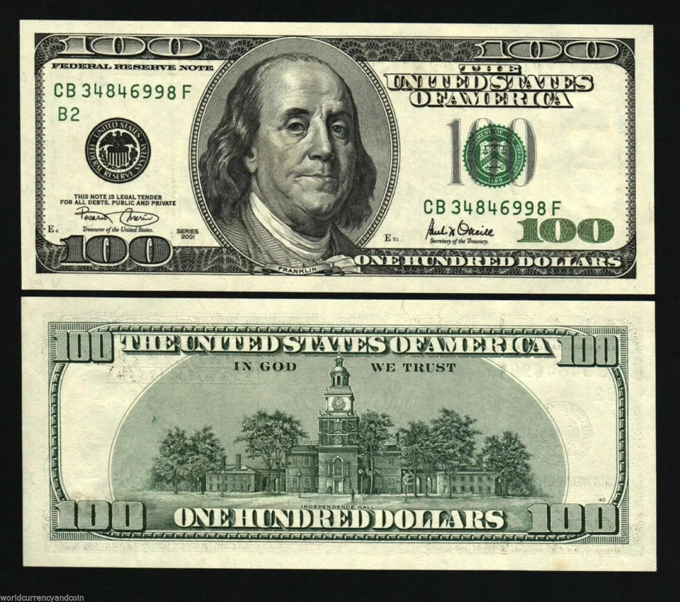 United States America 100 DOLLARS P-514 2001 x 1 Pcs US FRANKLIN UNC USA NOTE - Image 3 of 4