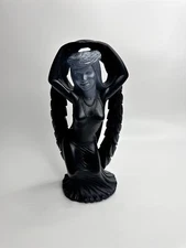 Hawaii Coco Joe's Maile Laka Hula Goddess Hapa Black Lava Resin Figurine Vintage