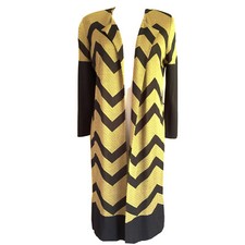 Misook Cardigan Long Duster Zigzag Knit Sweater Open Front Jacket Size XS