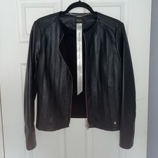 Liu Jo Slim-fit Panelled Leather Jacket In Black, Uk Size 10.