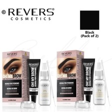 Henna Eyebrow Eyelash Tint Brow Dye Paint Cream Full Kit Set - BLACK *2 PACK*